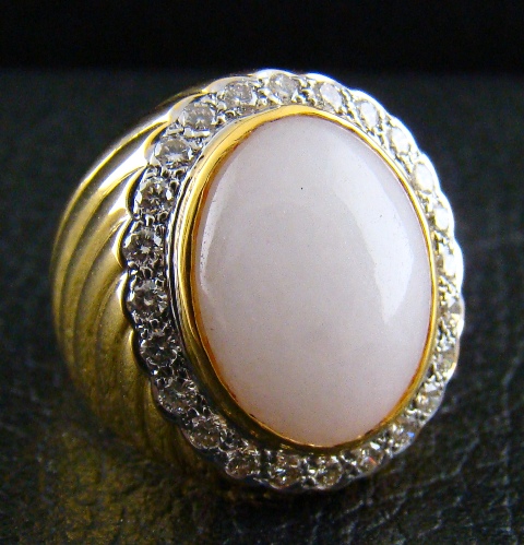(image for) 20K YELLOW GOLD DIAMOND "WHITE JADE" RING