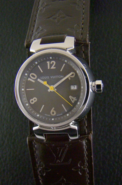 (image for) A LOUIS VUITTON TAMBOUR LADY STEEL WATCH