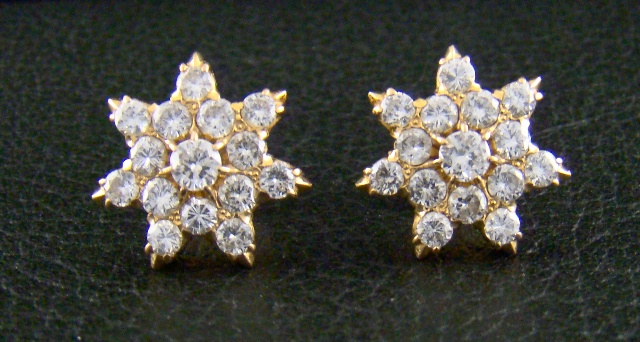 (image for) 18K ANTIQUE DESIGN GOLD "ROSE" CUT DIAMOND EARSTUD
