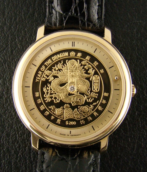 (image for) Gold Crest Watch With Pure Gold Dial - Dragon