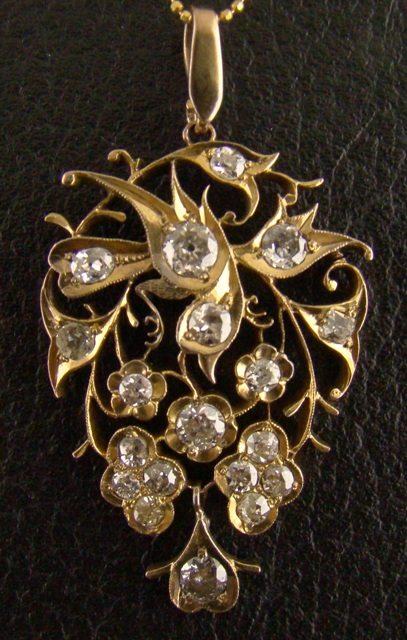 (image for) ANTIQUE GOLD "ROSE CUT DIAMOND" PENDENT - VERY RARE